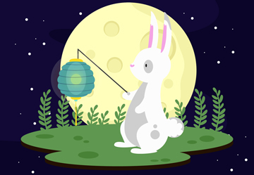 可爱中秋节提灯笼兔子矢量图